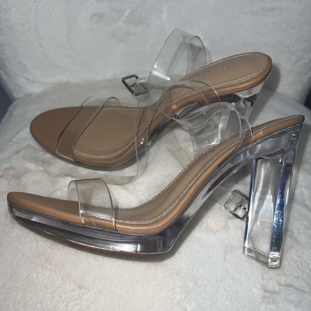 Nude clear heels
